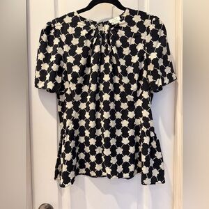 Kate Spade Black and Cream Floral Blouse